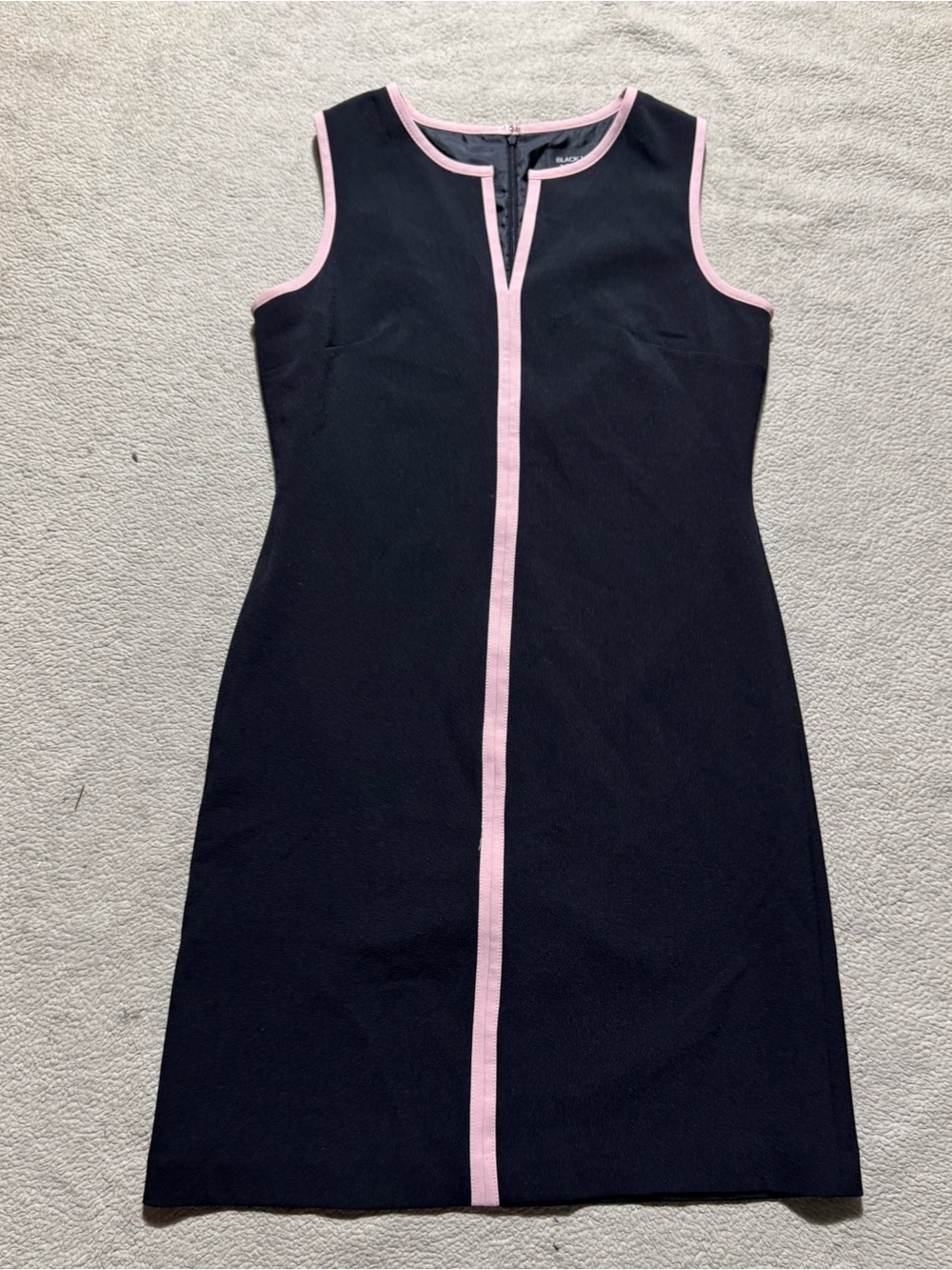 Evan Picone Black Label Dress Womens 8 Black Pink Accent Sheath Sleeveless Lined